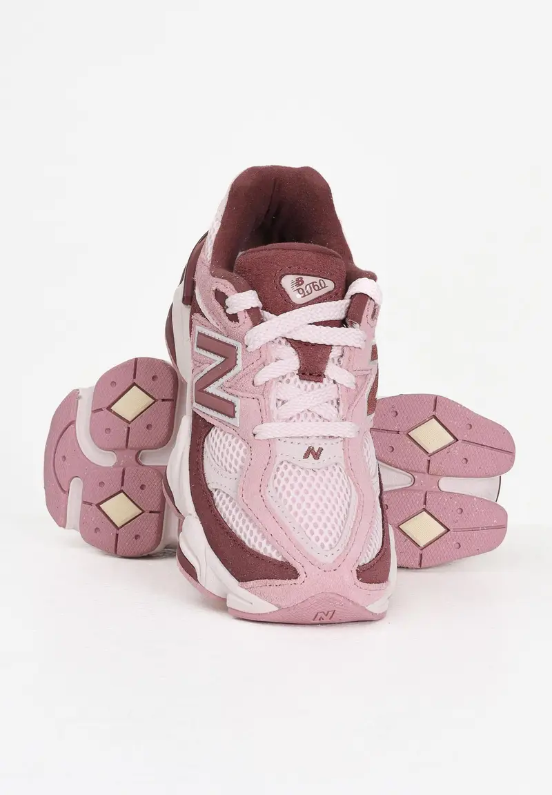 NEW BALANCE Sneakers 9060 LACE rosa e bordeaux da bambina miniatura 3
