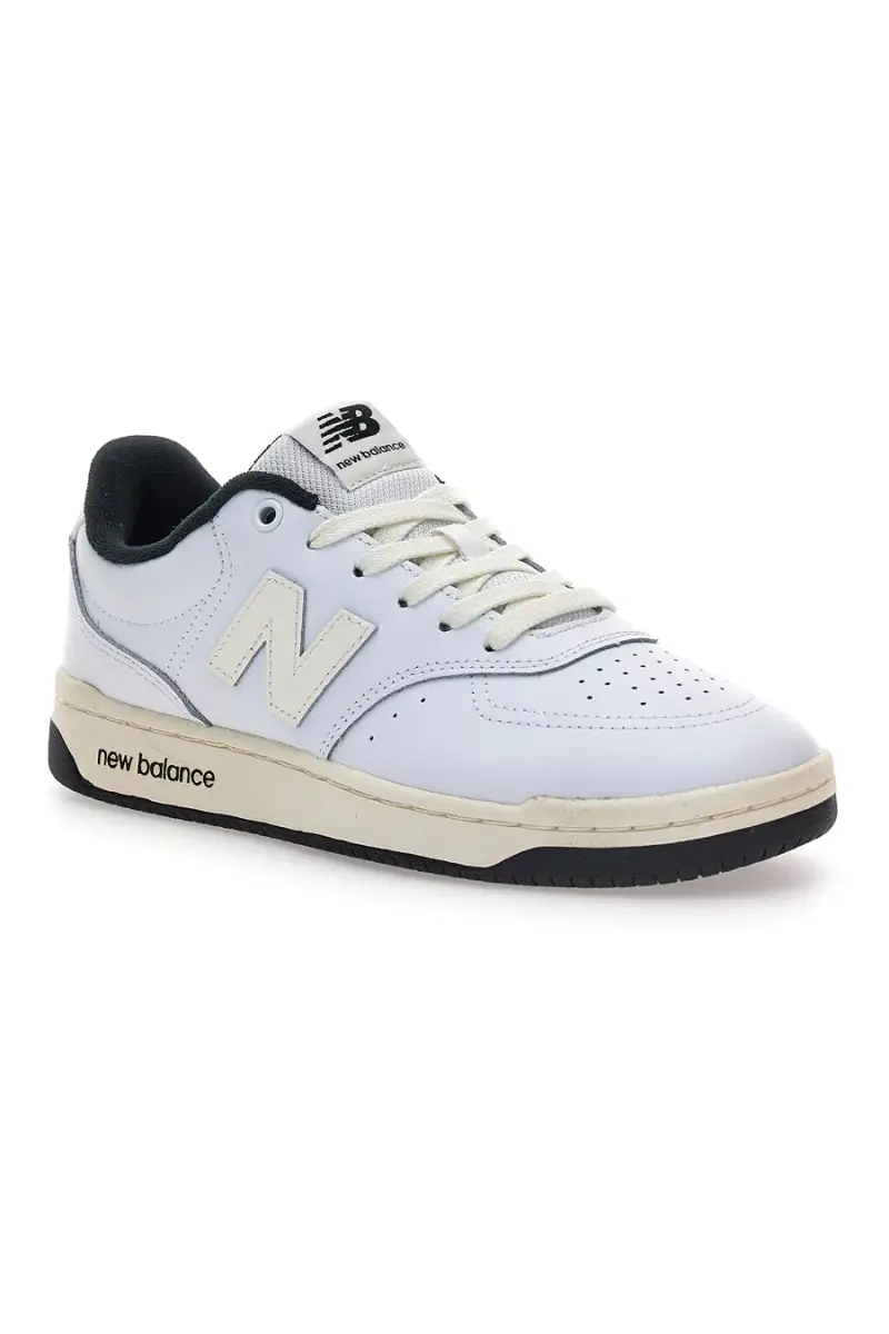 Sneakers bianche in pelle con profilo nero New Balance BB80AWB [BIANCO] miniatura 2
