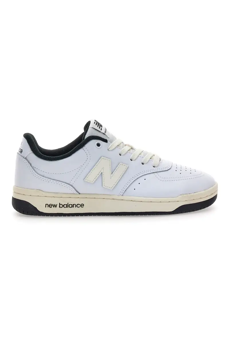 Sneakers bianche in pelle con profilo nero New Balance BB80AWB [BIANCO]