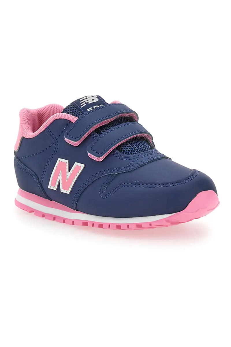 Sneakers blu con dettagli rosa e velcro New Balance 500 [NAVY] miniatura 2