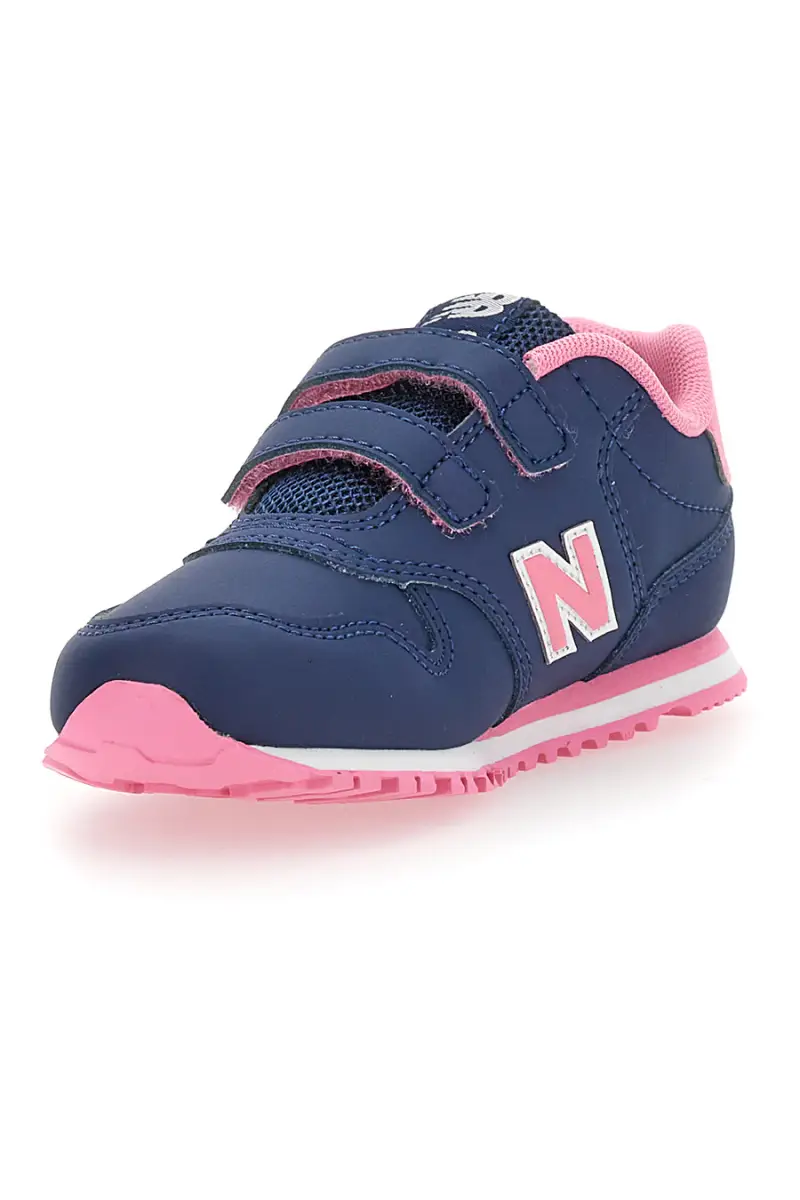 Sneakers blu con dettagli rosa e velcro New Balance 500 [NAVY] miniatura 3