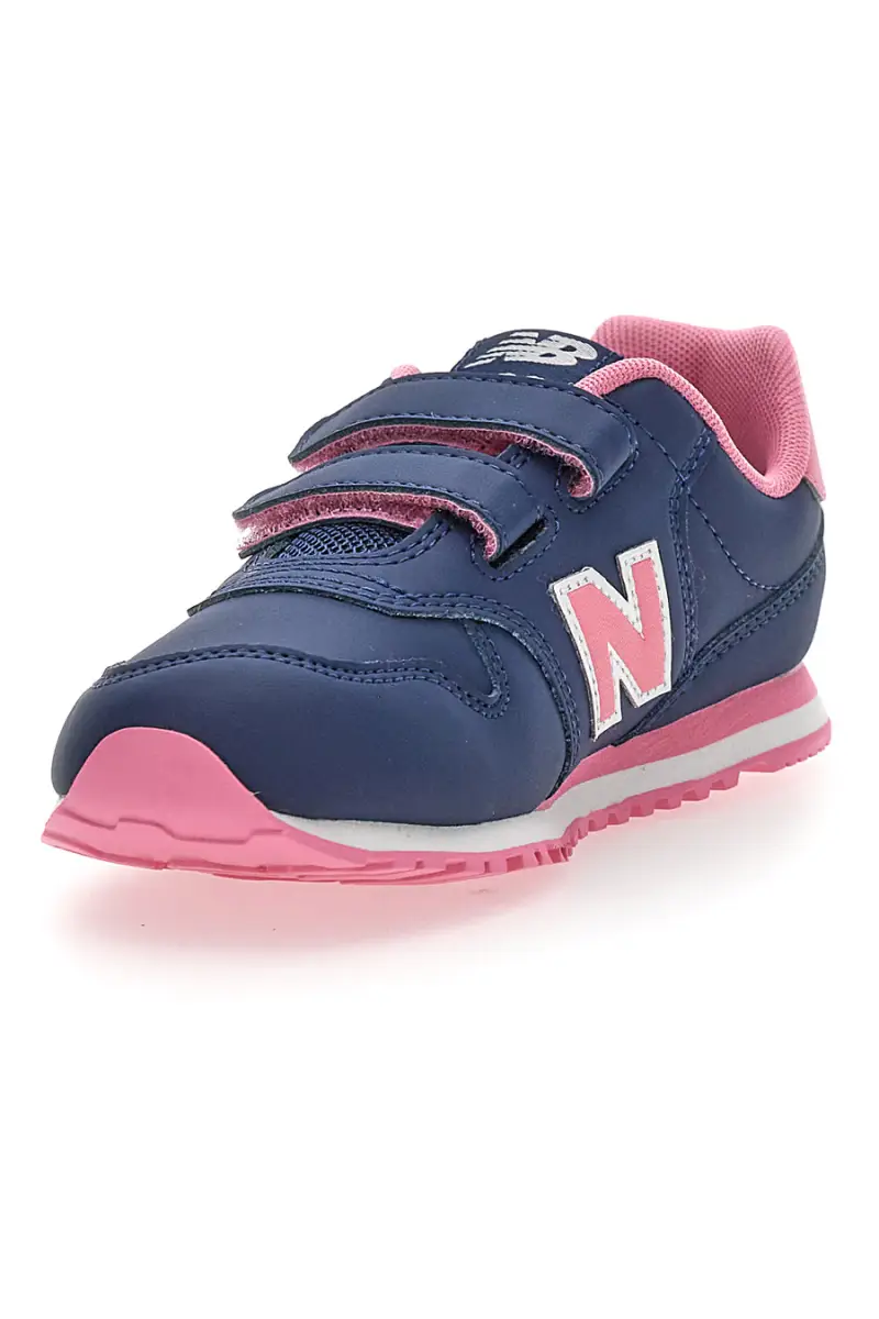 Sneakers blu con dettagli rosa e velcro New Balance 500 [NAVY] miniatura 3