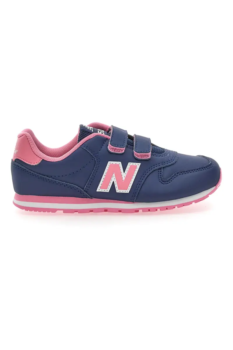 Sneakers blu con dettagli rosa e velcro New Balance 500 [NAVY]