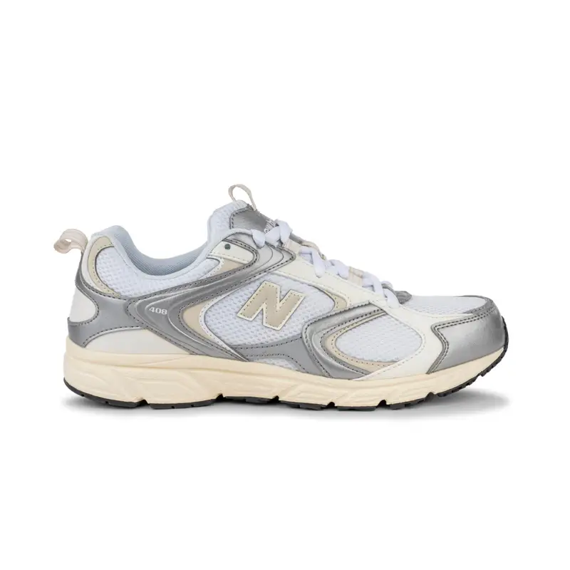 Sneakers donna bianche e beige da palestra 408 con logo laterale