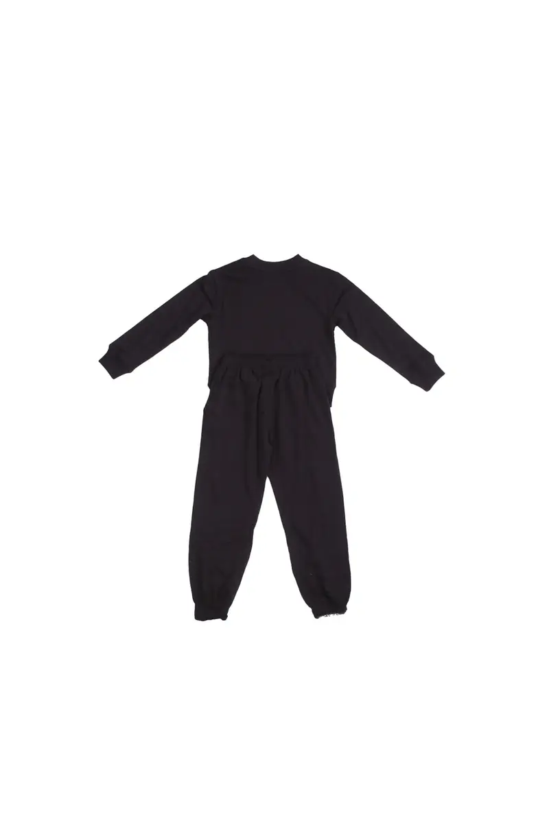 Tuta Bambina NEW BALANCE Nero Stacked logo ft cr ew and jog miniatura 2