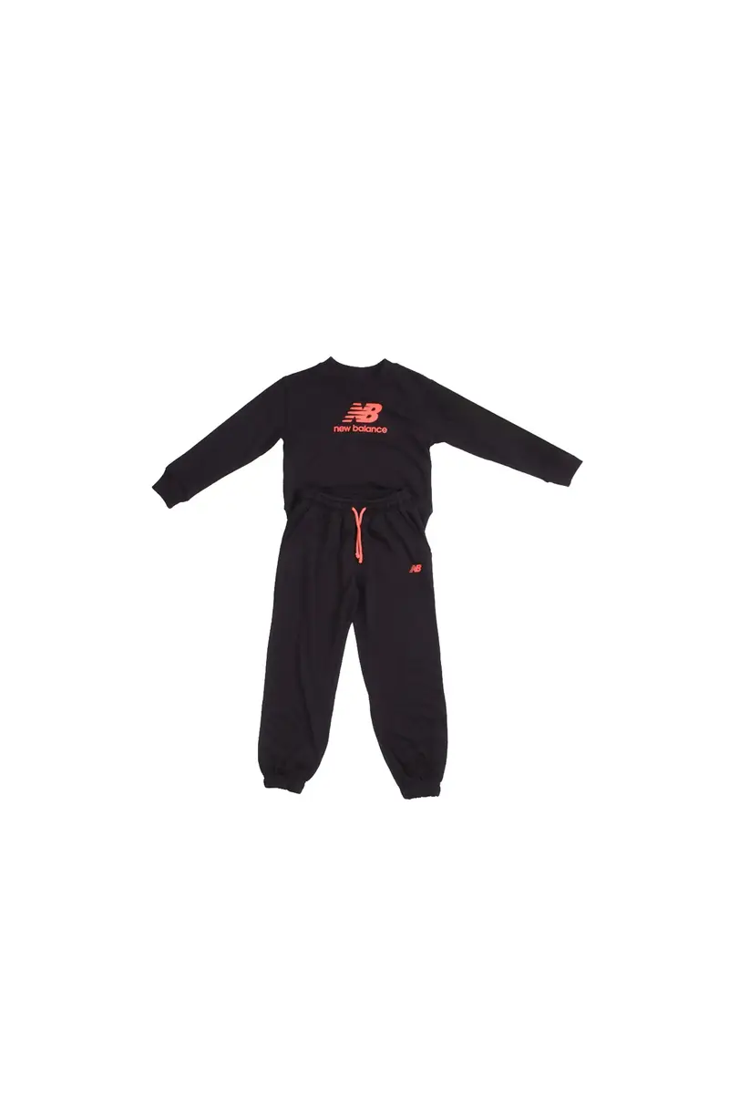 Tuta Bambina NEW BALANCE Nero Stacked logo ft cr ew and jog