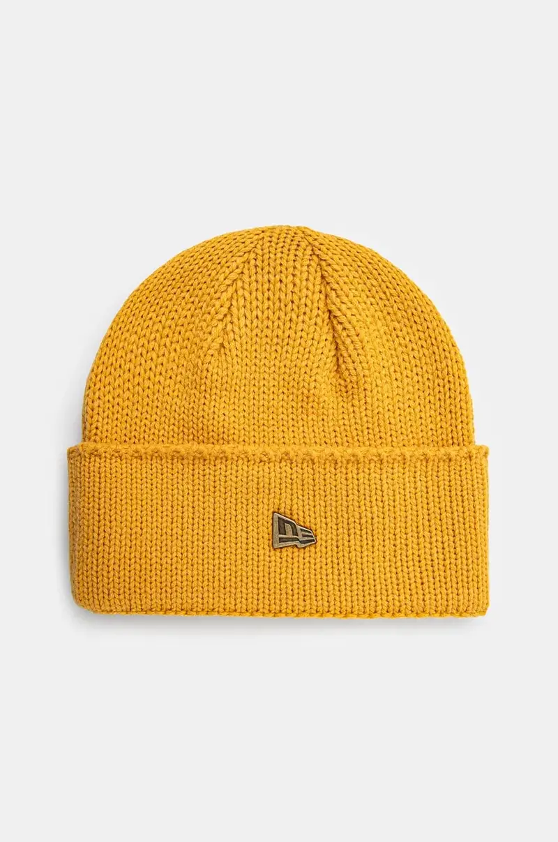 berretto in misto lana WIDE CUFF BEANIE colore giallo 60565448