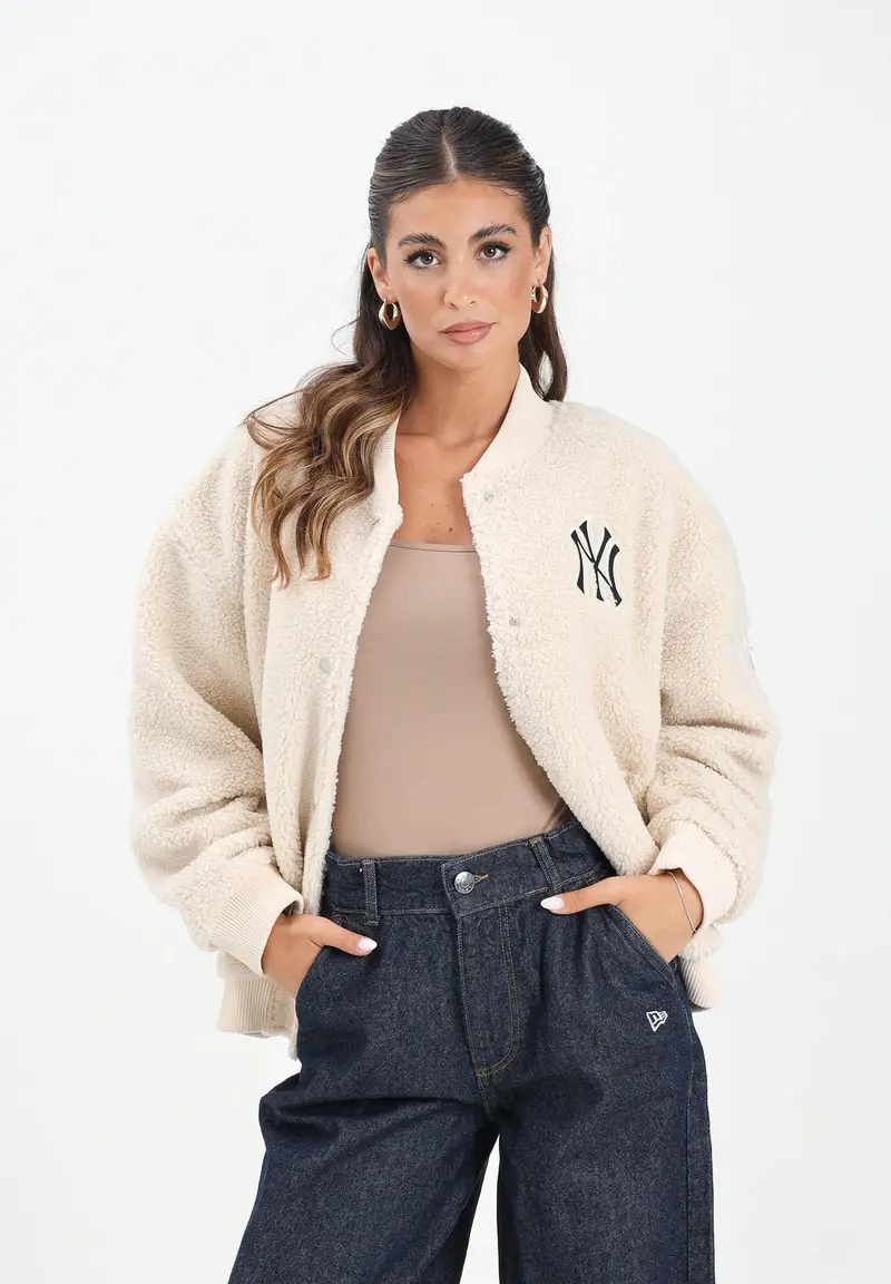 Bomber New York Yankees MLB Sherpa beige da donna miniatura 2