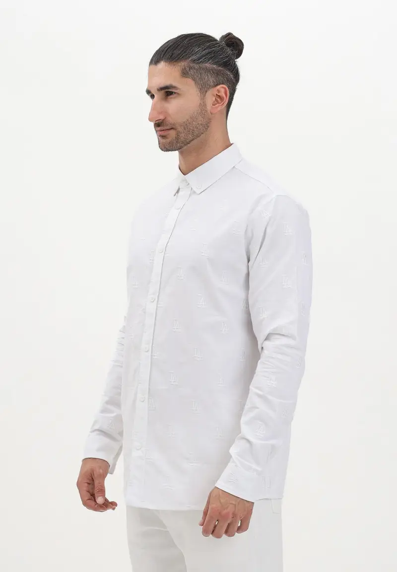 NEW ERA Camicia a manica lunga LA Dodgers MLB Monogram bianca da uomo