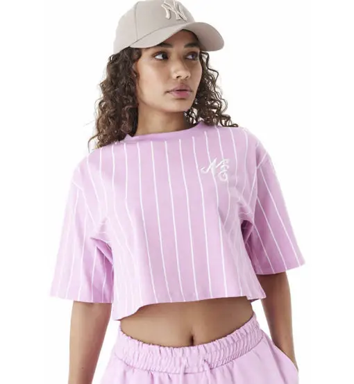 Pinstripe Crop W - T-shirt - donna Pink