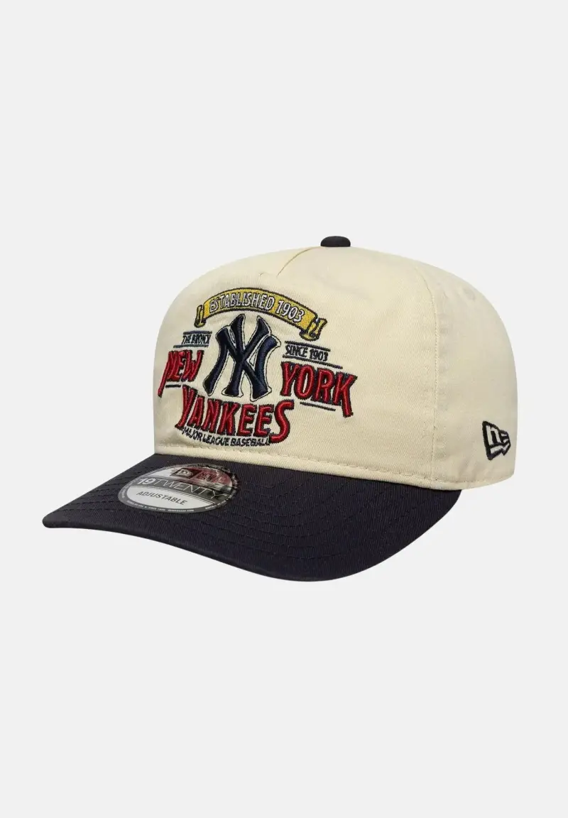 Cappello con visiera 19TWENTY New York Yankees MLB Washed Graphic beige e blu per uomo e donna