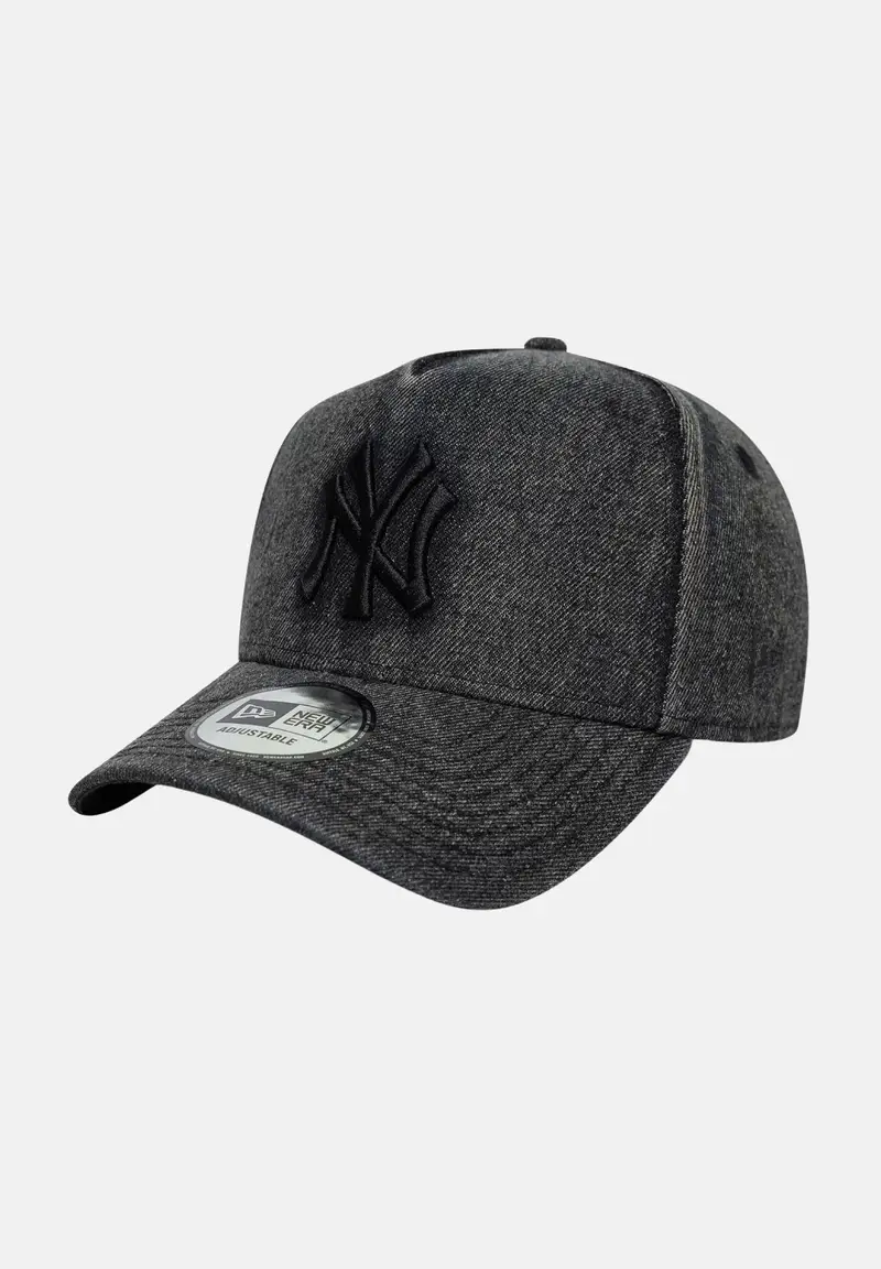 Cappello con visiera 9FORTY E-Frame New York Yankees MLB in denim nero per uomo e donna