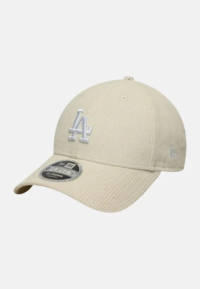 Cappello con visiera 9FORTY M-Crown LA Dodgers MLB in velluto a costine panna per uomo e donna