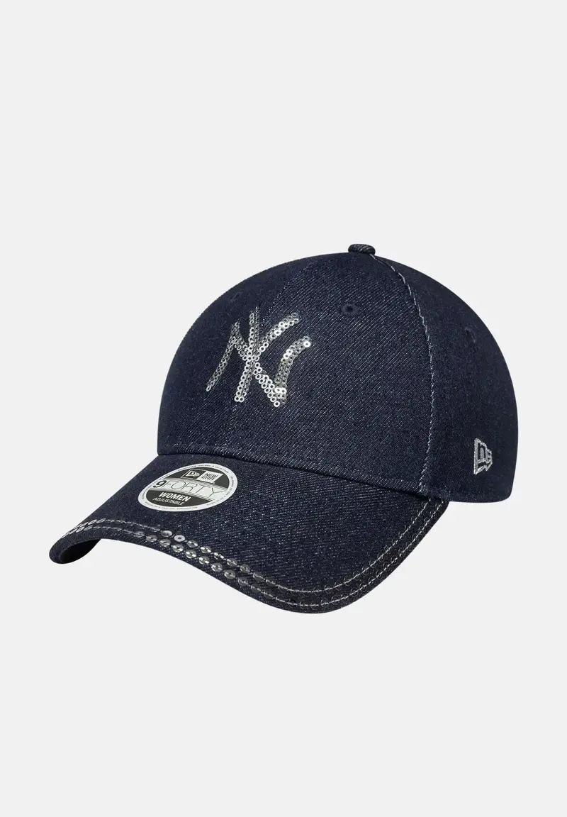 Cappello con visiera 9FORTY New York Yankees MLB in denim blu da donna