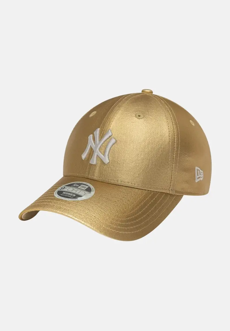 Cappello con visiera 9FORTY New York Yankees MLB in ecopelle oro da donna