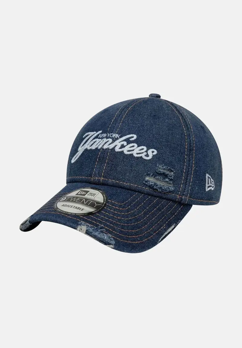 Cappello con visiera 9TWENTY New York Yankees MLB in denim blu per uomo e donna