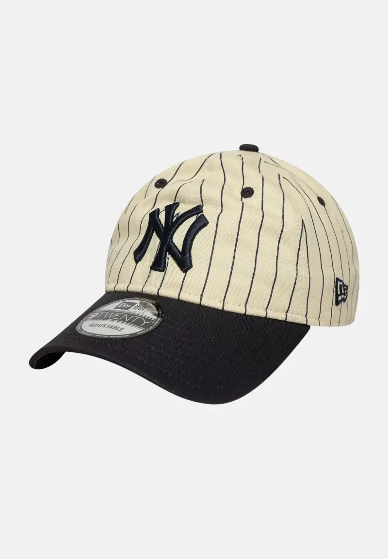 Cappello con visiera 9TWENTY New York Yankees MLB Pinstripe panna e blu per uomo e donna