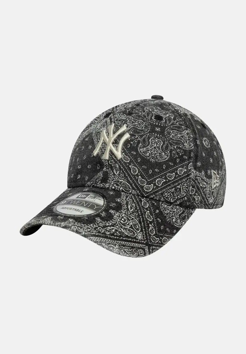 Cappello con visiera 9TWENTY New York Yankees MLB Washed Paisley in denim nero per uomo e donna