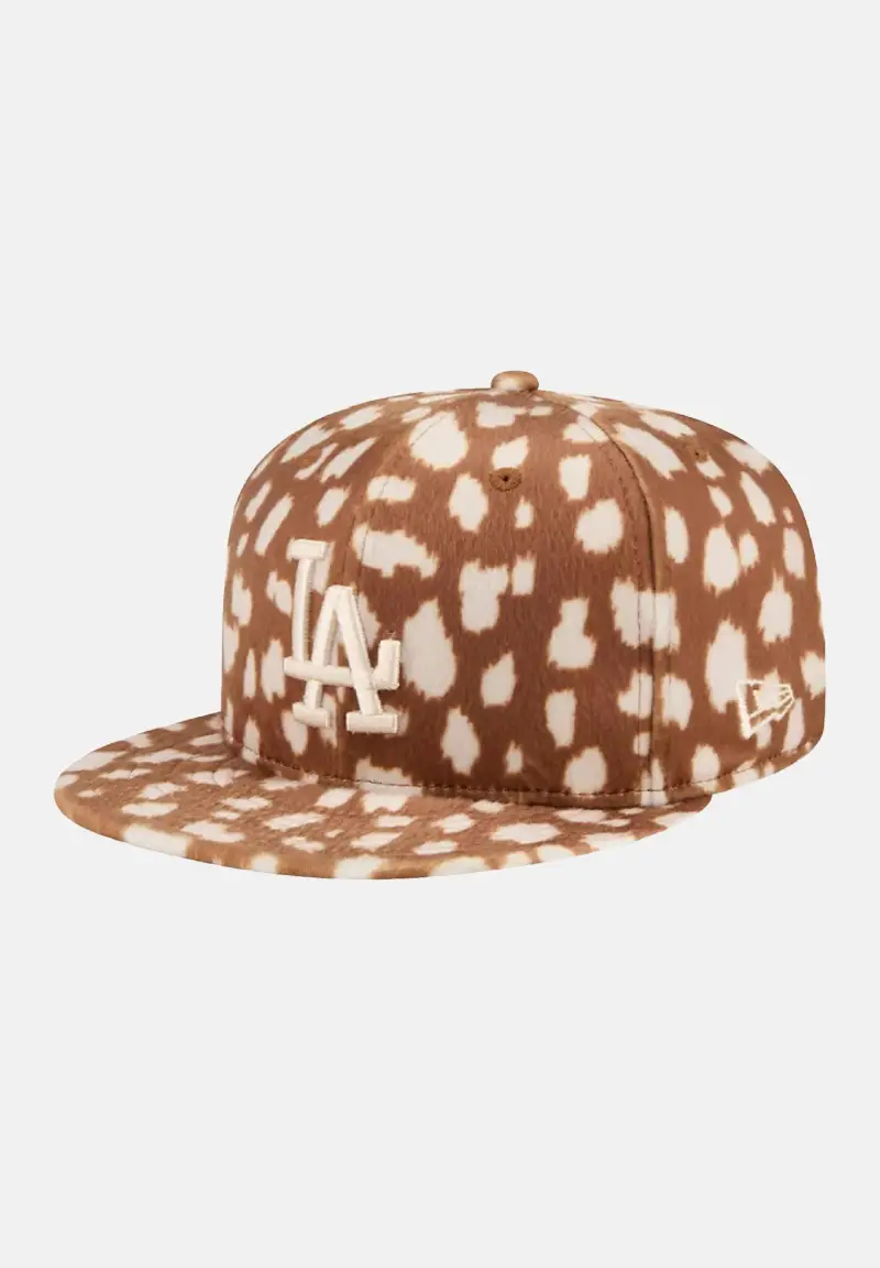 Cappello con visiera Animal Print 59Fifty Los Angeles Dodgers cammello per uomo e donna