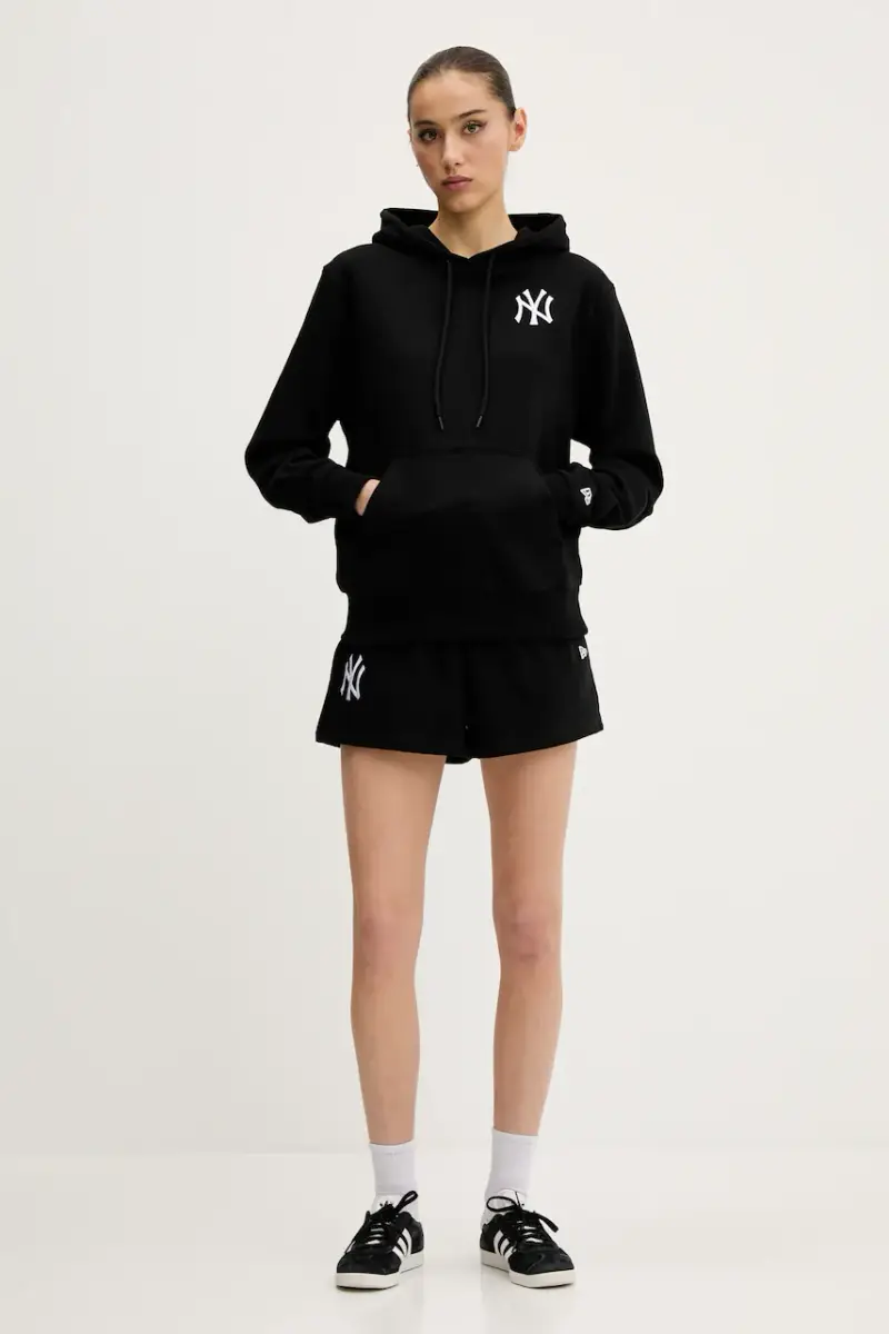 felpa colore nero con cappuccio con applicazione 60564904 miniatura 2