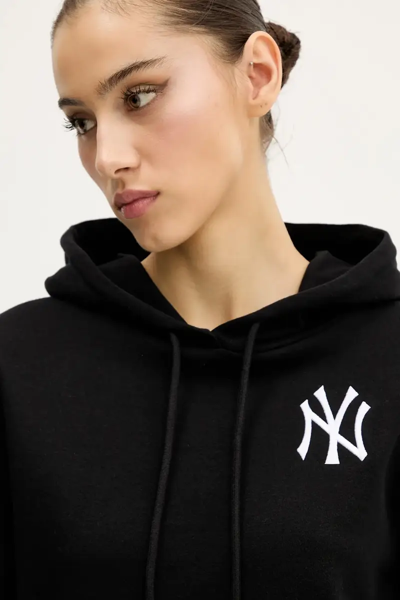 felpa colore nero con cappuccio con applicazione 60564904 miniatura 4