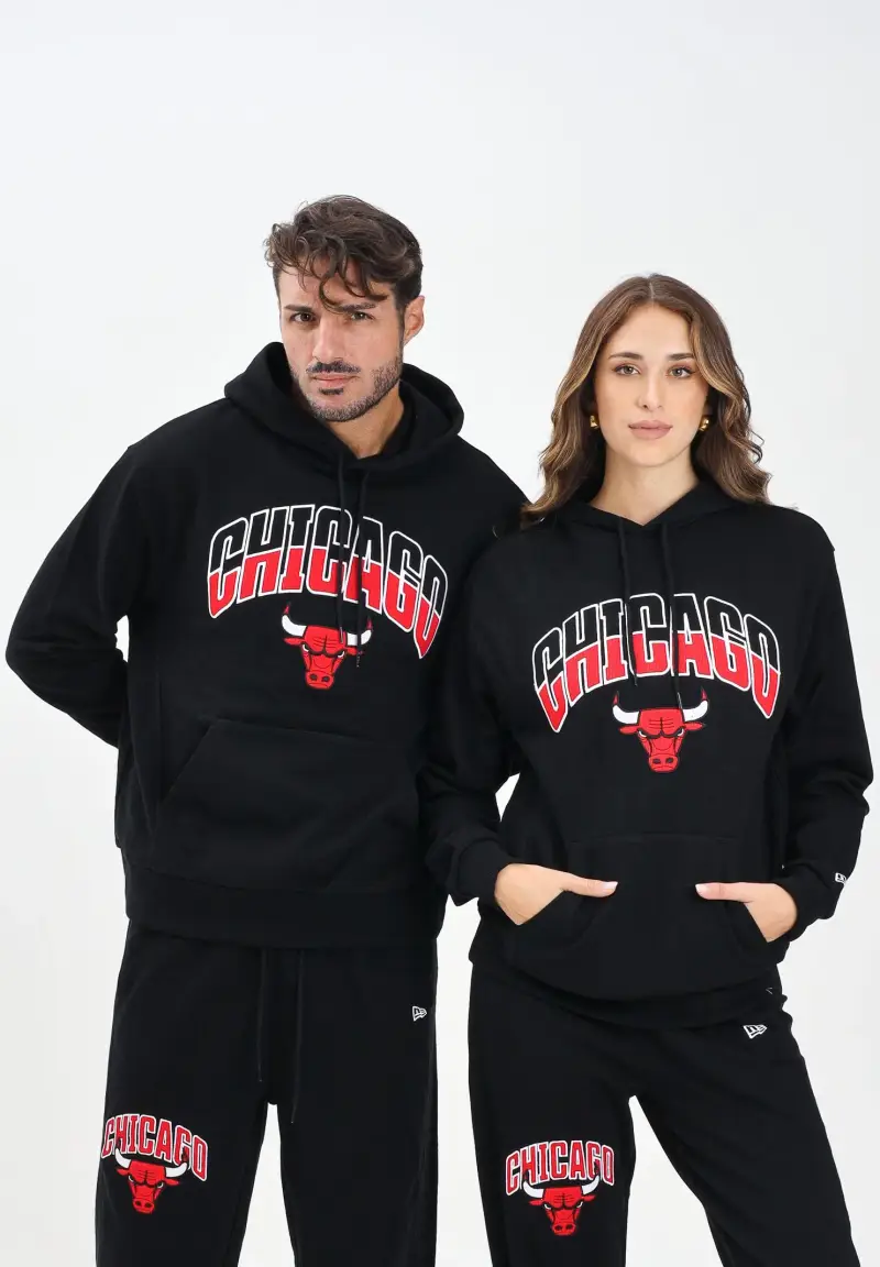 Felpa con cappuccio Oversized Chicago Bulls NBA Arch Graphic nera per uomo e donna miniatura 2
