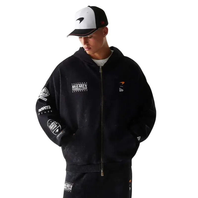 Felpa con cappuccio zip intera McLaren Racing Graphic Noir