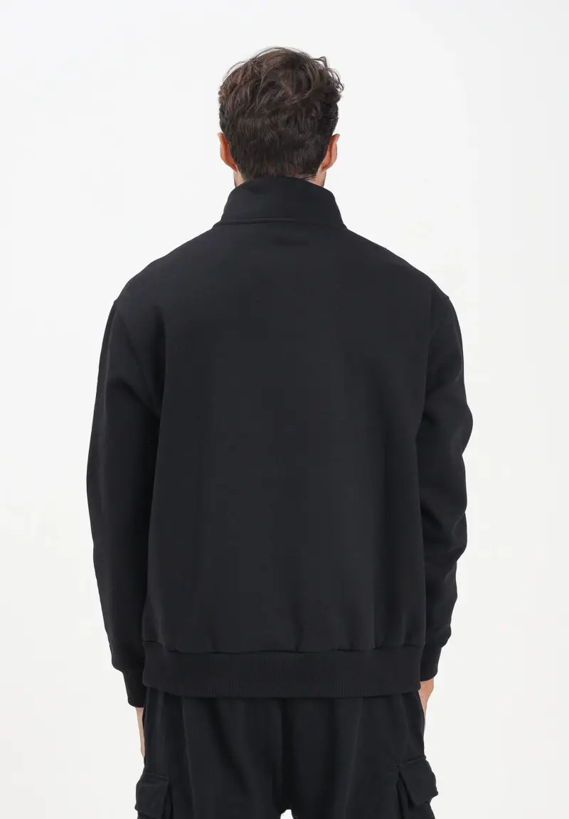 Felpa con mezza zip New Era Lifestyle nera per uomo e donna miniatura 3