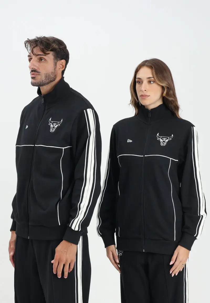 Felpa con zip Chicago Bulls NB Outline nera per uomo e donna