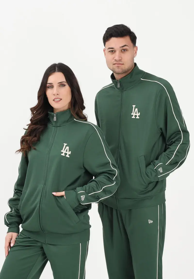 Felpa con zip LA Dodgers MLB Piping verde per uomo e donna