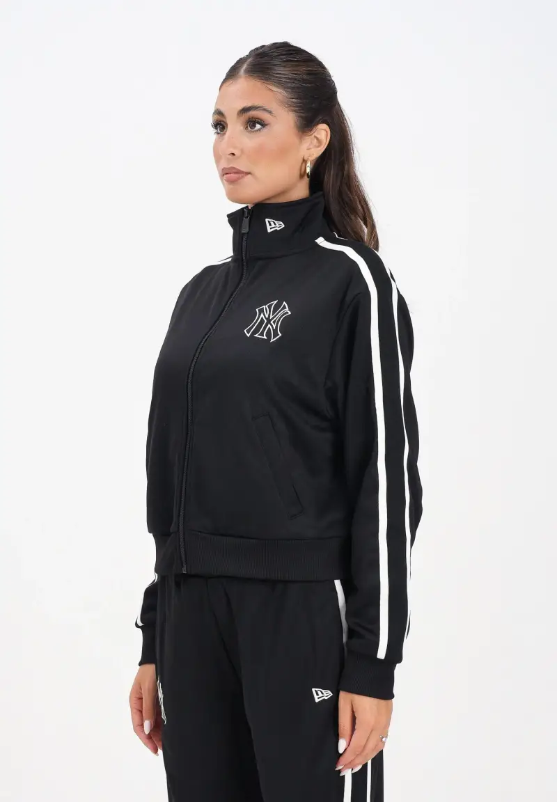Felpa con zip New York Yankees MLB Midi Logo nera da donna