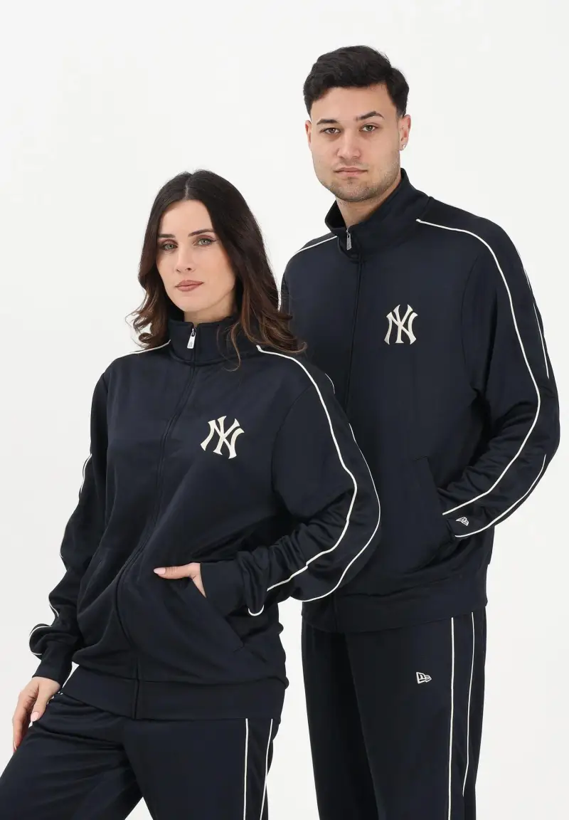 Felpa con zip New York Yankees MLB Piping blu per uomo e donna miniatura 2