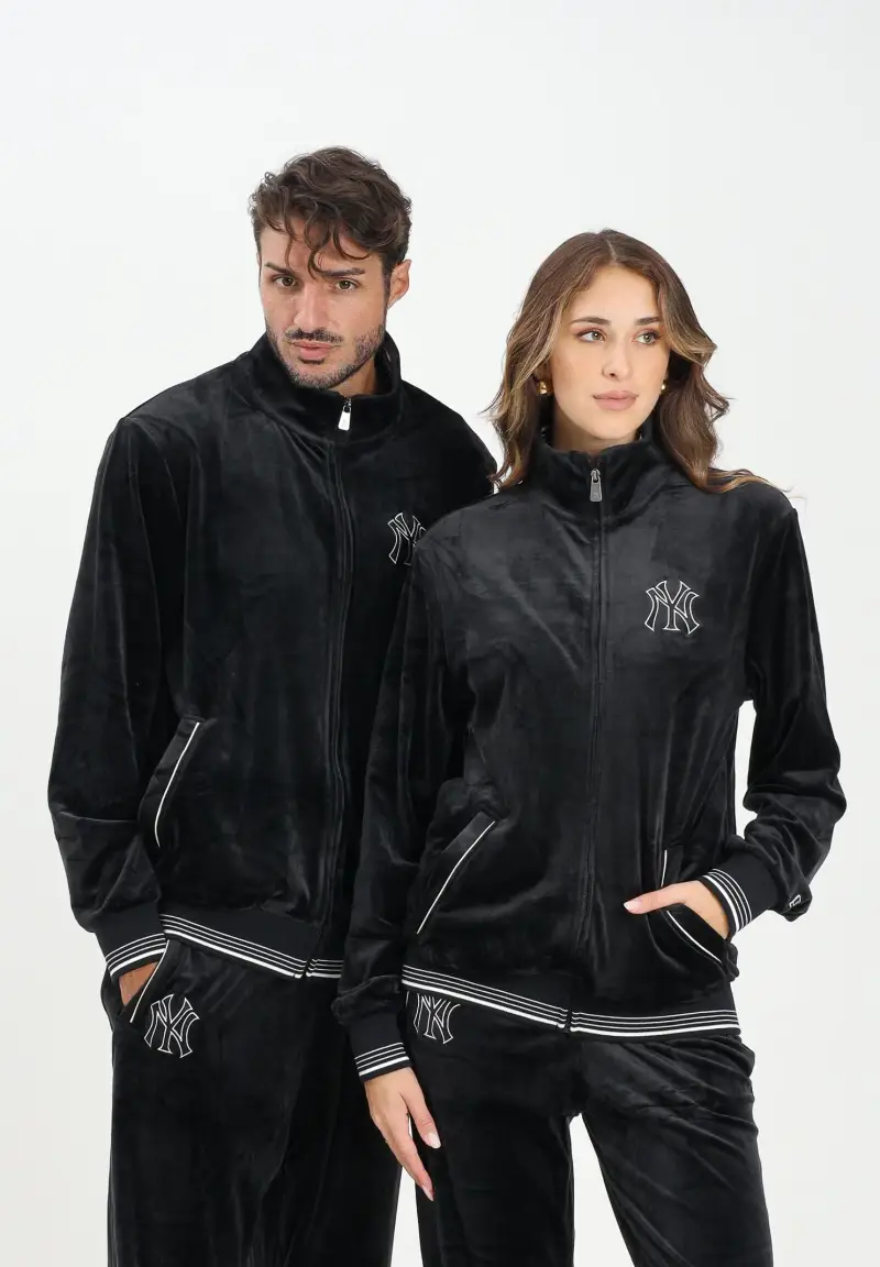 Felpa con zip New York Yankees MLB Velour nera per uomo e donna miniatura 2