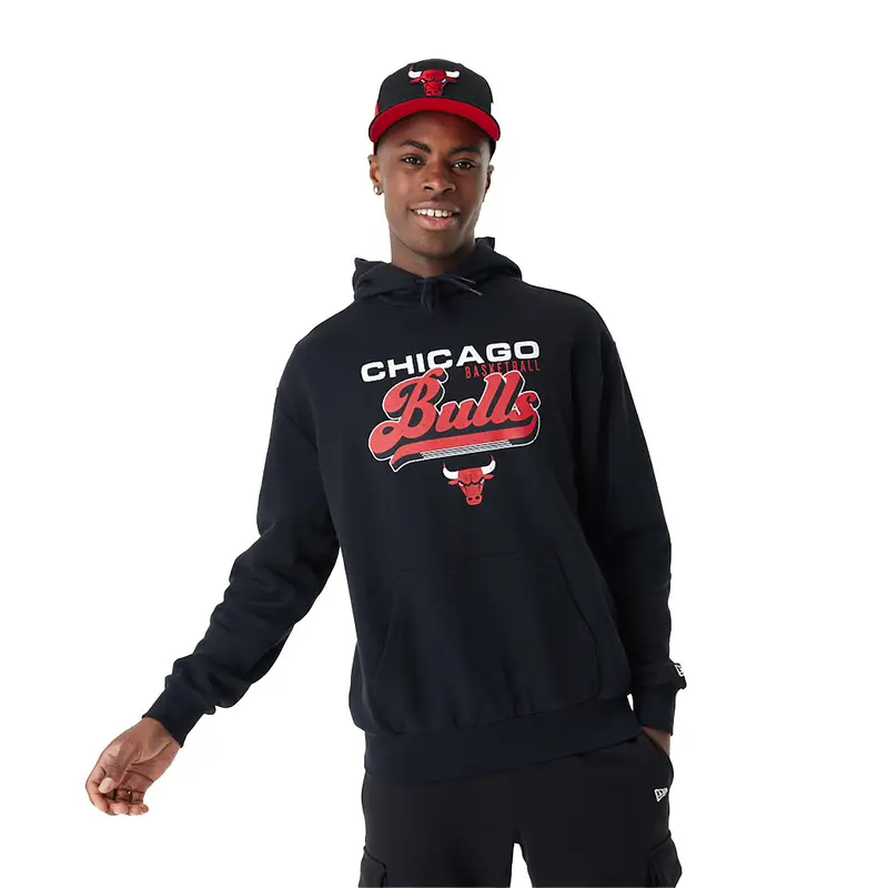 Felpa da uomo di New Era NBA Graphic OS Hoody dei Chicago Bulls | New Era Nero