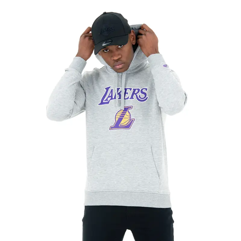 Felpa da uomo di New Era NBA Regular Hoody dei Los Angeles Lakers | New Era Grigio chiaro
