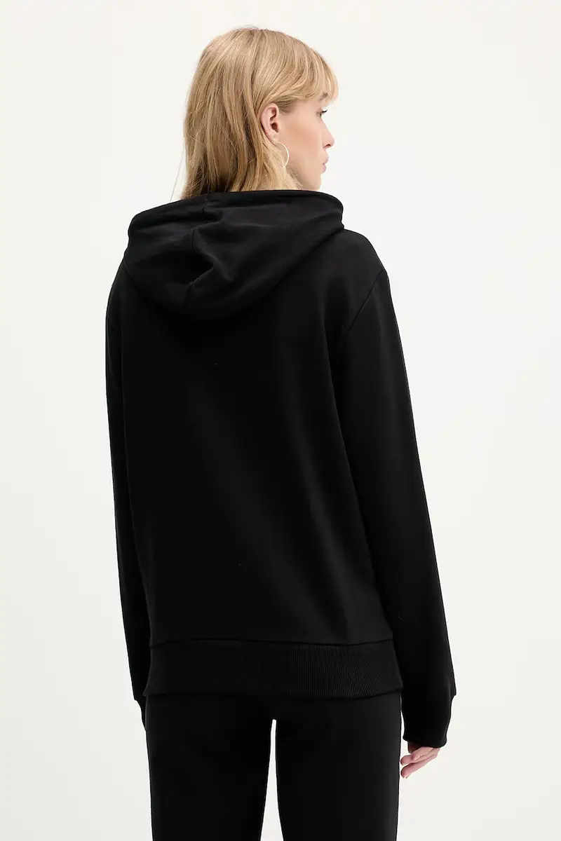 felpa donna colore nero con cappuccio con applicazione 60684415 miniatura 2