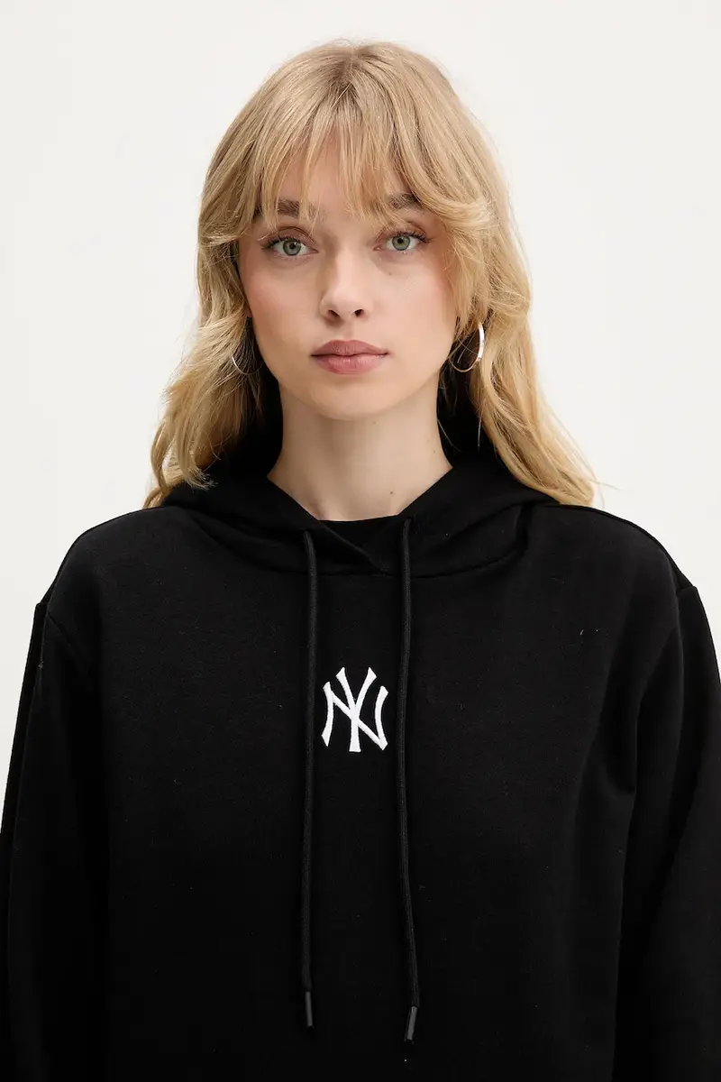 felpa donna colore nero con cappuccio con applicazione 60684415 miniatura 3