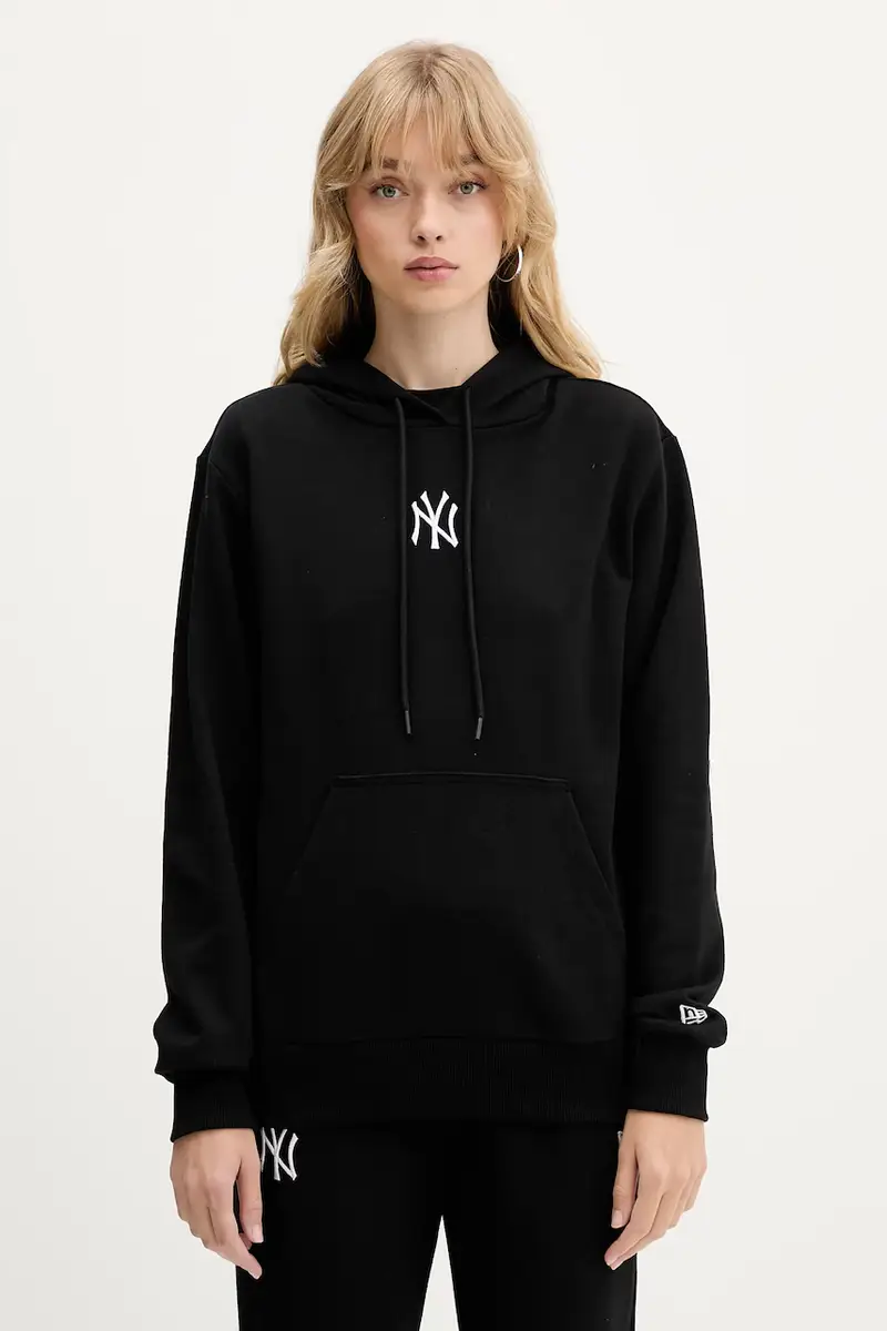 felpa donna colore nero con cappuccio con applicazione 60684415