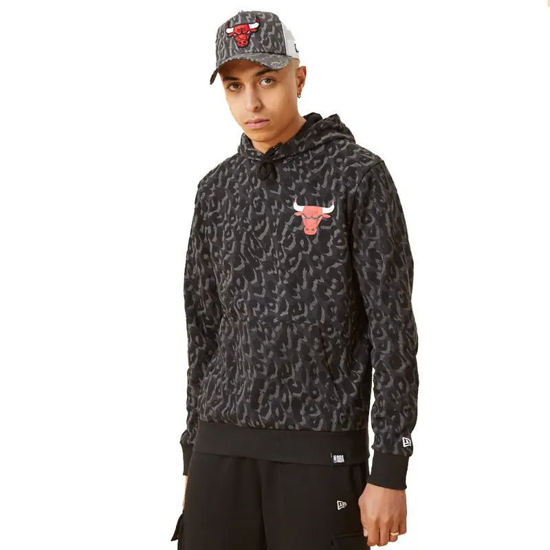 Felpa Nba Aop Bulls Nero Rosso Uomo M