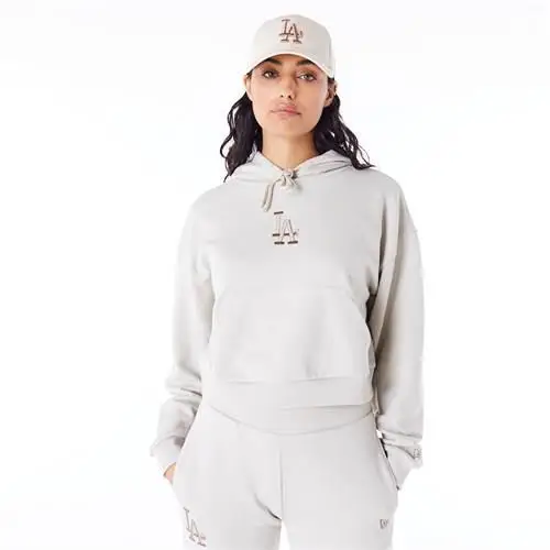 Felpa New Era Mlb Lifestyle Crop Hoody Losdod Stnabr Donna | New Era Beige