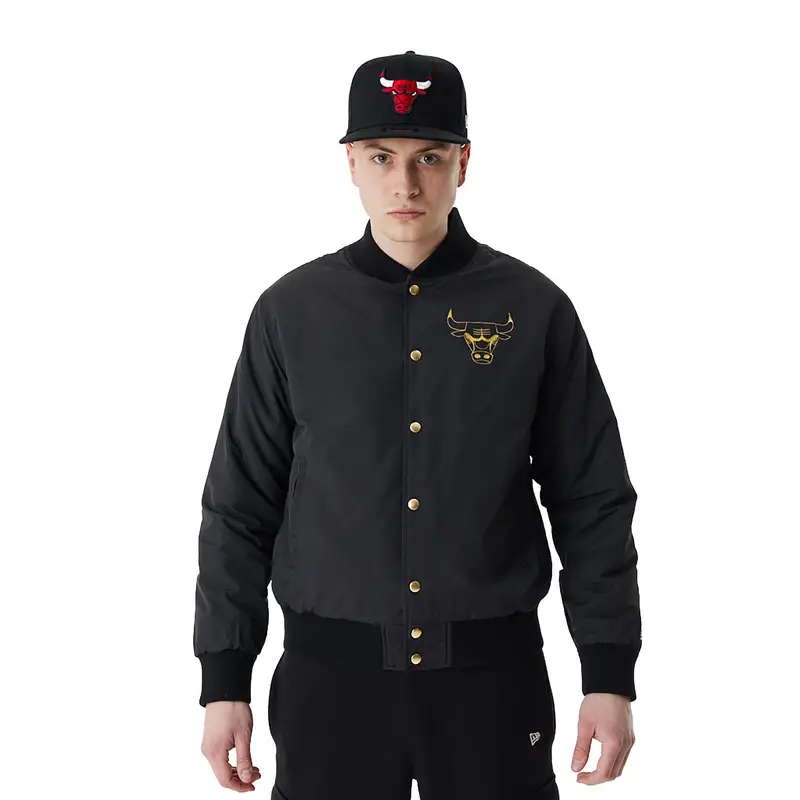 Giacca da uomo New Era NBA Script BP Bomber dei Chicago Bulls | New Era Nero