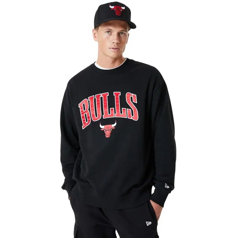 Maglietta Chicago Bulls NBA Apllique Crew | New Era Nero