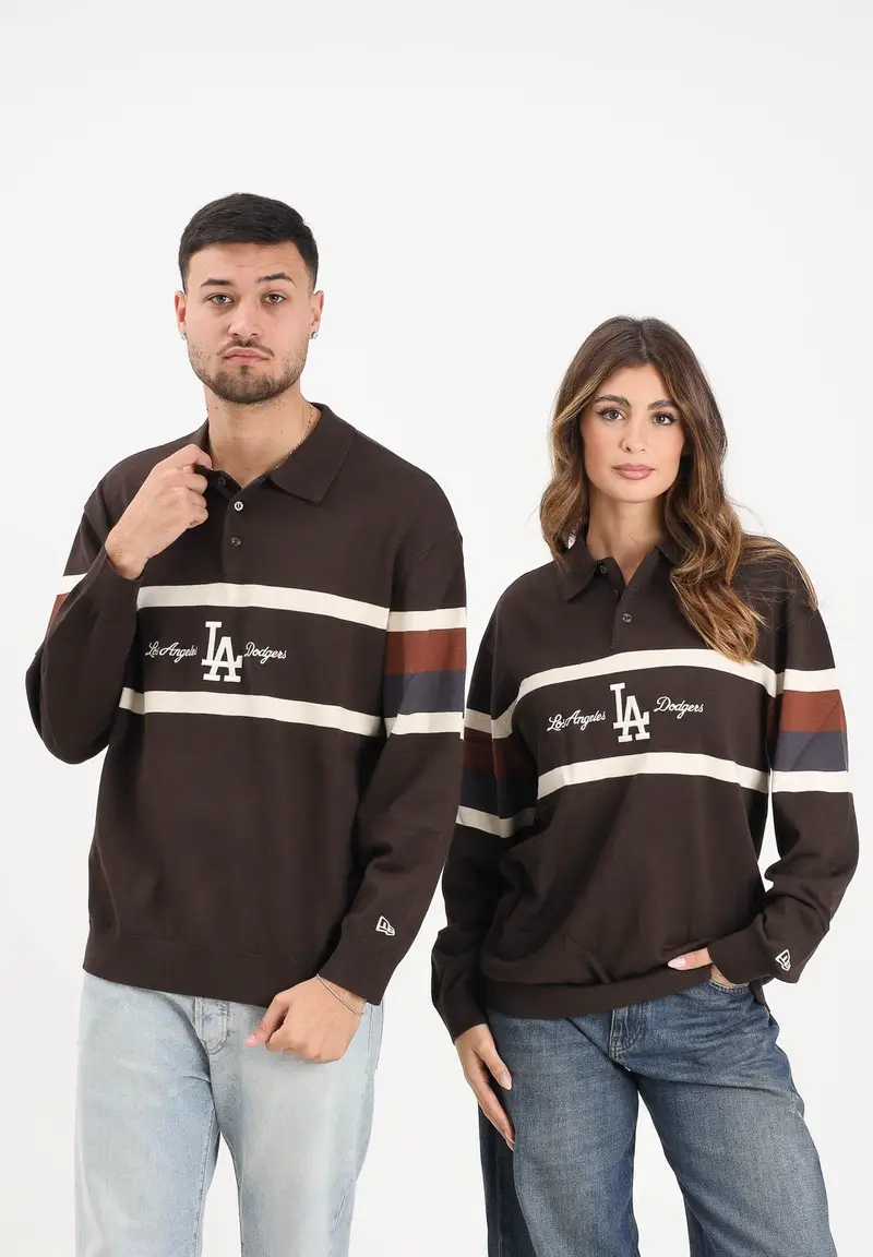 Maglioncino LA Dodgers MLB Rugby marrone per uomo e donna miniatura 2