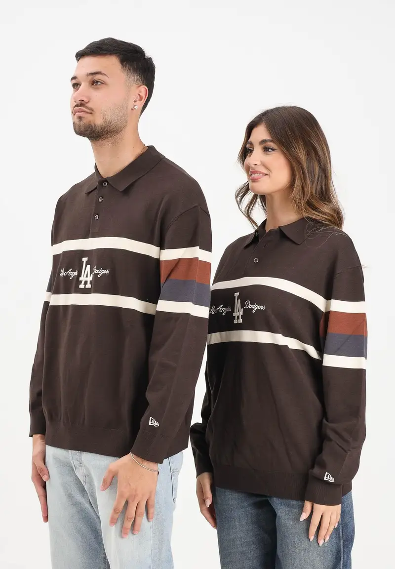 Maglioncino LA Dodgers MLB Rugby marrone per uomo e donna