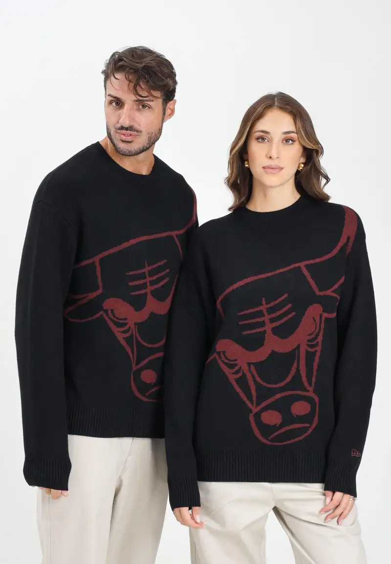 Maglione girocollo Oversized Chicago Bulls NBA Knit nero per uomo e donna miniatura 2
