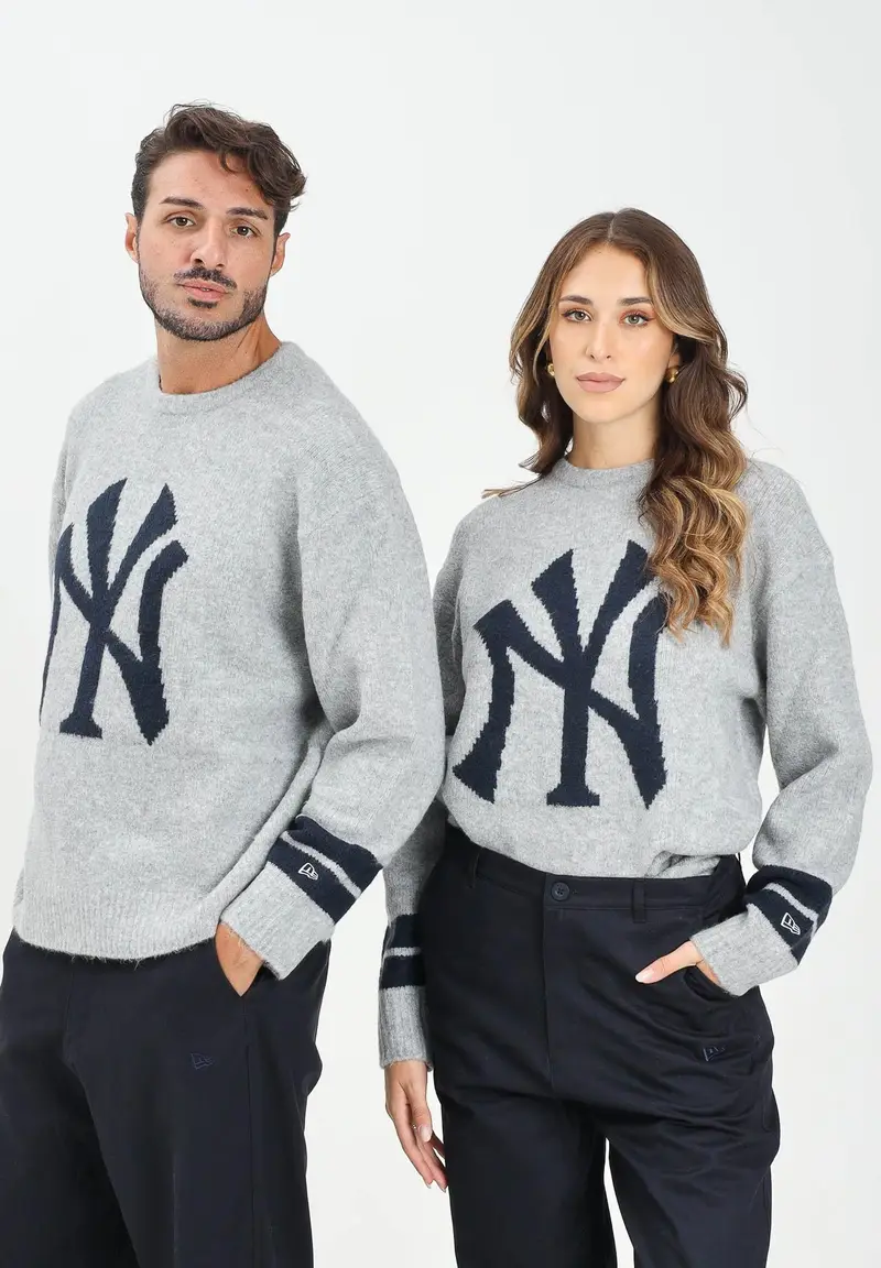 Maglione girocollo Oversized New York Yankees MLB Knit grigio per uomo e donna miniatura 2