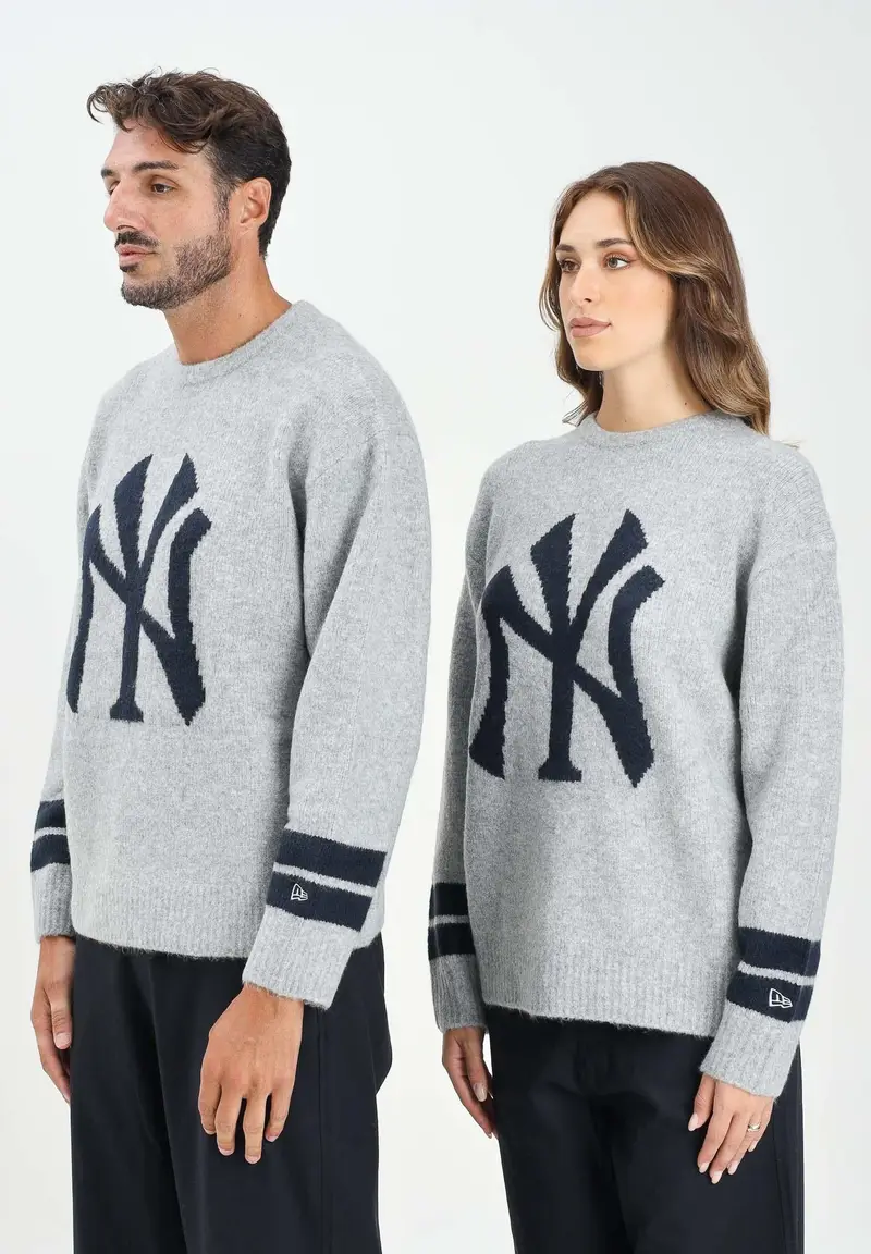 Maglione girocollo Oversized New York Yankees MLB Knit grigio per uomo e donna