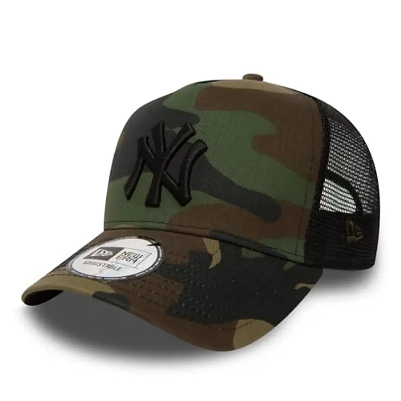 New Era New York Yankees MLB Clean Woodland Camo 9Forty A-Frame Berretto da Camionista Regolabile per Bambini