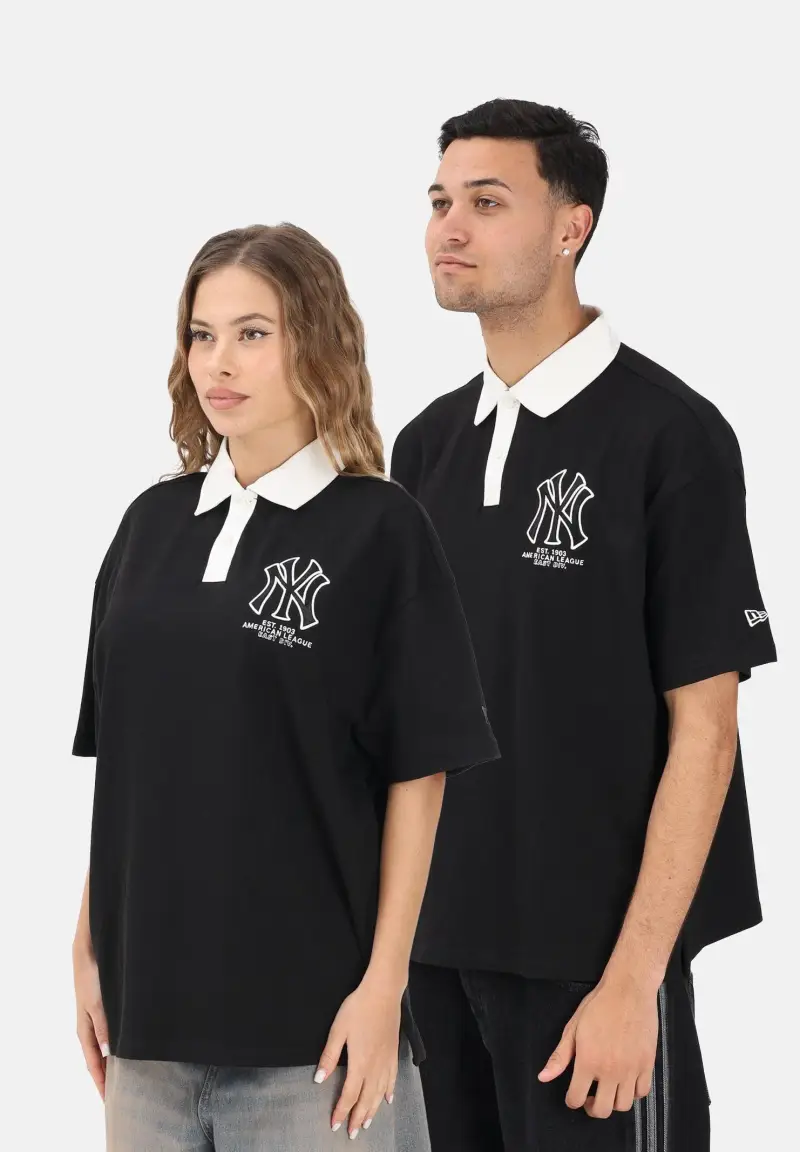 Polo a manica corta Oversized New York Yankees MLB nera per uomo e donna