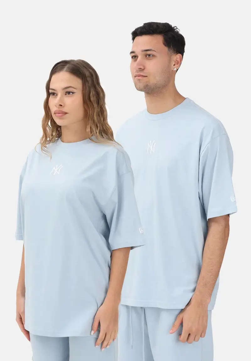 T-shirt a manica corta MLB League Essential Midi New York Yankees celeste per uomo e donna